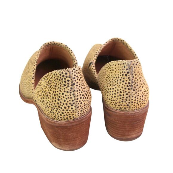 Madewell BEIGE LEATHER PONY HAIR ANIMAL PRINT MID HEEL SLIP ON SHOES Sz 8.5US - Picture 4 of 11